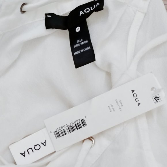 NWT Aqua Ivory Blouse Tank Top Lace Up Tie Adjustable Straps Size Medium - Picture 3 of 3
